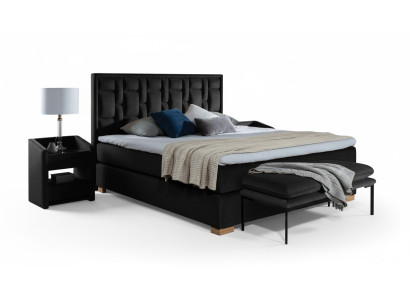 Luxe boxspringbed zwart blauwe bedden slaapkamer meubels ontwerp dubbel hotel