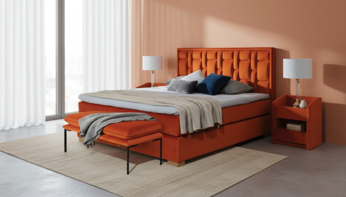 Ontwerp bed slaapkamerset 4-delige set. Nachtkastje 2x zitbank Bedden modern.