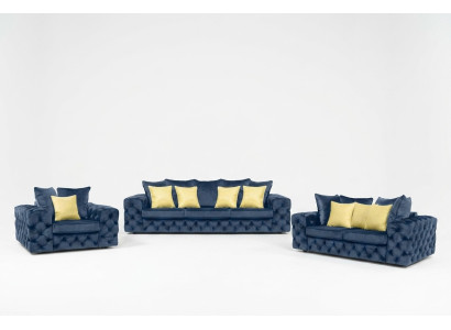 Luxe 4-zits bank gestoffeerde bank leren stoffen textielbankstel driezitsbank.