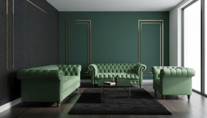 Modern design set 3-zits Chesterfield bankstel woonkamerset