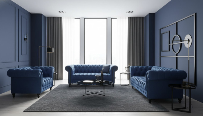 Dries-zits Chesterfield bank Bank Bekleding Luxe Meubels Stoffen Bankstellen
