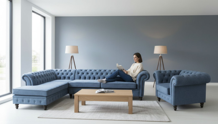 Hoekbank Bank Bank Bankstel Chesterfield Design Luxe Meubelset