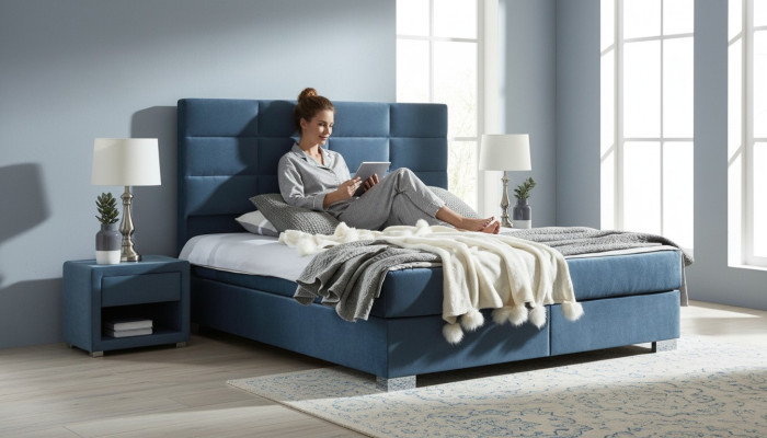Bed textiel slaapkamer design meubels moderne luxe bedden bedframe stof nieuw
