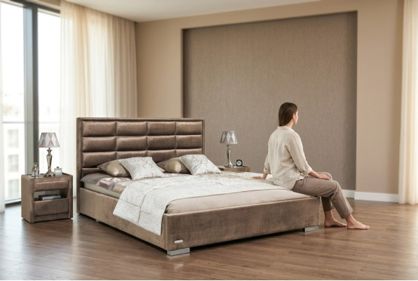 Luxe bed 3-delige set nachtkastje meubels luxe matras slaapkamer bedframe nieuw
