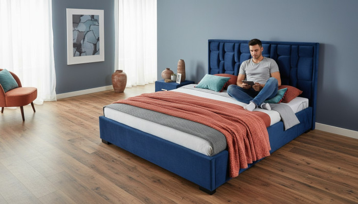 Blauw designerbed slaapkamerdesign meubels modern luxe bedframe nieuw