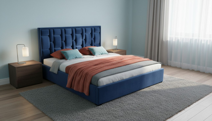 Blauw designerbed slaapkamerdesign meubels modern luxe bedframe nieuw