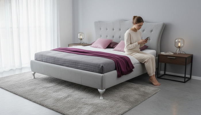 Klassieke slaapkamer bedden textiel bedbekleding Chesterfield 140x200 tweepersoonsbed