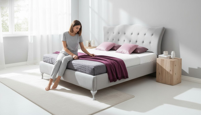 Bed textiel 2x nachtkastje 3-delige slaapkamer set meubels modern luxe bedden nieuw