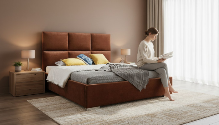 Moderne slaapkamer bedden textiel bed stof Chesterfield 180x200 tweepersoonsbed