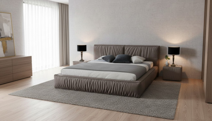 Luxe designer bed voor de slaapkamer, bekleed met fluweel, meubels bedden stof textiel nieuw.
