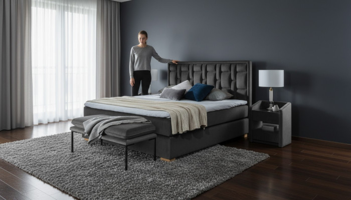 Chesterfield tweepersoons slaapkamer fluwelen bed bedframe nachtkastje 3-delige set