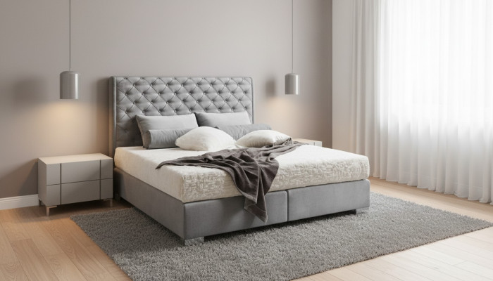 Chesterfield boxspring bed textiel slaapkamer meubilair moderne bedden stof nieuw