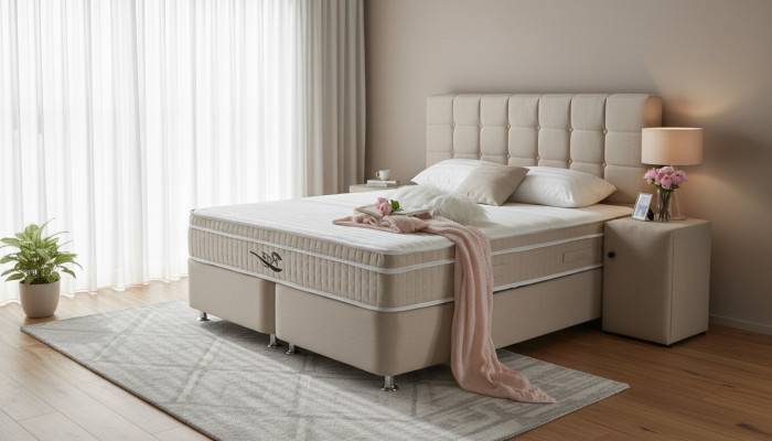 Luxe boxspringbed 3-delige set nachtkastje bedden meubels luxe slaapkamer