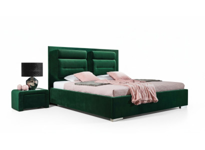 Luxe boxspringbed dubbel design stof hotel groene bedden slaapkamer meubels