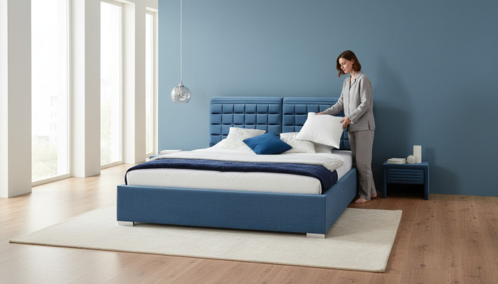 Luxe boxspringbed ontwerp stof hotelbedden slaapkamer meubels tweepersoons.