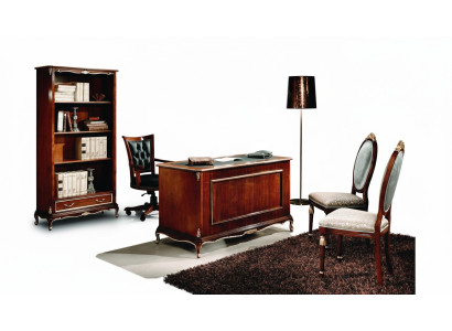 Klassiek kantoorschrijftafel bureau tafel houten stoel 2-delige set barok.