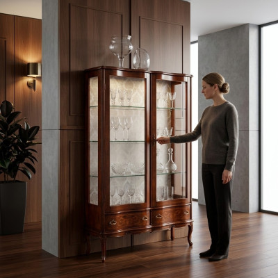 Meubels Klassieke Luxe Vitrine Antieke Stijl Barok Rococo Glazen Kast Woonkamer Nieuw