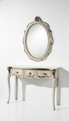 Meubelen Barok Luxe Console Tafel Wandtafel Tafel Wit Klassiek Hout 106 cm