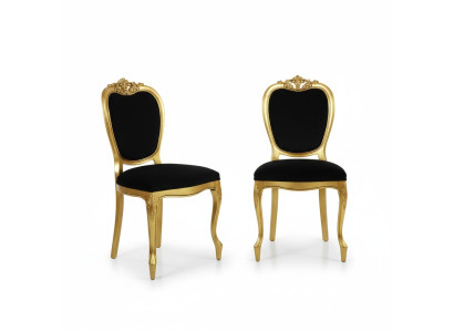 Designer meubels 2x stoel goud woonkamer houten stoelen Italiaanse luxe meubels nieuw.
