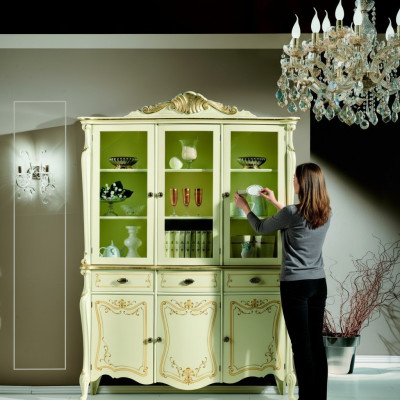 Vitrine Italiaanse luxe stijl woonkamer meubels kast barok rococo stijl hout nieuw