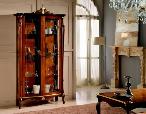 Italiaanse meubels Hout Klassiek Stijl Ontwerp Vitrinekast Plank Kasten
