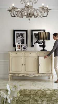 Ontwerp meubels in klassieke stijl wit houten dressoir Italiaans.