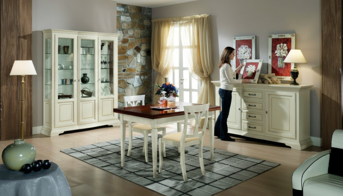 Ontwerp Eetkamer Set Garnituur 5-delig Hout Meubelen Commode 2x Stoel Tafel Vitrine Nieuw