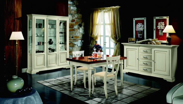 Ontwerp Eetkamer Set Garnituur 5-delig Hout Meubelen Commode 2x Stoel Tafel Vitrine Nieuw
