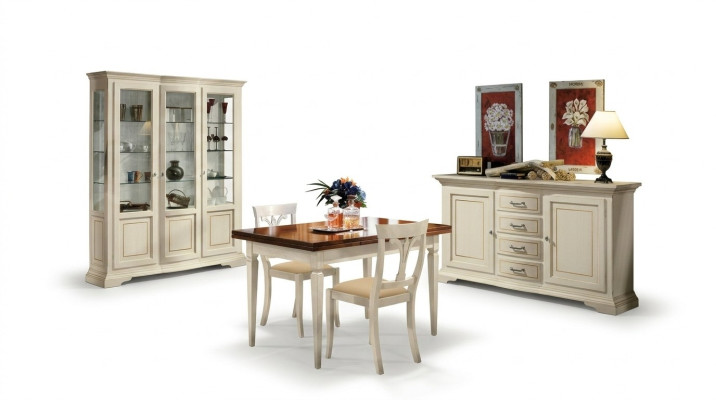 Ontwerp Eetkamer Set Garnituur 5-delig Hout Meubelen Commode 2x Stoel Tafel Vitrine Nieuw