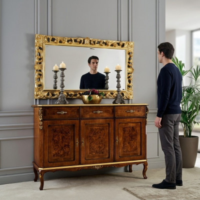 Design meubels in barokstijl 2-delige commode spiegel hout Italiaanse stijl ontwerper