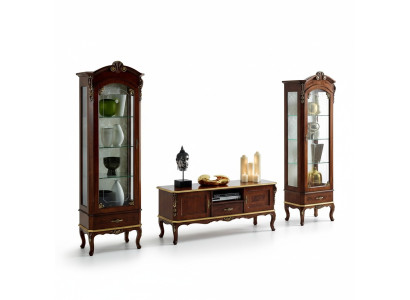Woonkamer wandkast vitrine tv dressoir echt houten kasten Italiaanse meubels Woonkamer wandkast vitrine televisiekast dressoir echt houten kasten Italiaanse meubels