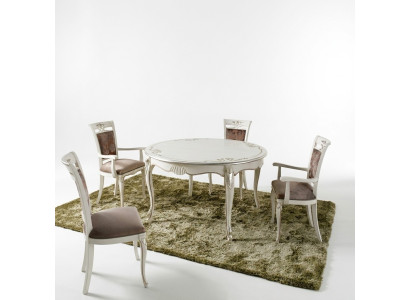 Italiaanse meubelen Eettafel 4x stoelen Houten tafel Eethoek Klassiek design