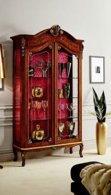 Vitrine Houten Kast Glazen Kasten Italiaanse Stijl Meubels Dressoir Plank Barok