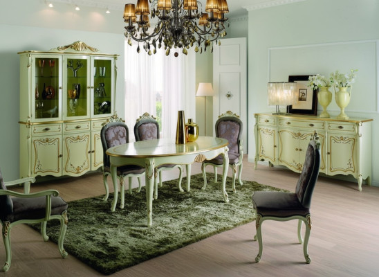 Ontwerp Italiaanse meubels Luxe eettafel Eetkamer Houten meubels Klassieke stijl Helder