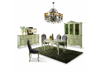 Eettafel 5 stoelen complete eetkamerset 6-delig hout Italiaanse meubels Nieuw