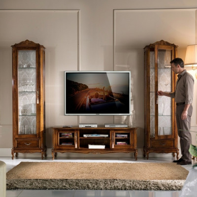 Woonkamerwand 3-delig rtv 2x vitrine Italiaans designmeubilair woonkamer barokstijl