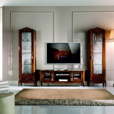 Woonkamerwand 3-delig rtv 2x vitrine Italiaans designmeubilair woonkamer barokstijl
