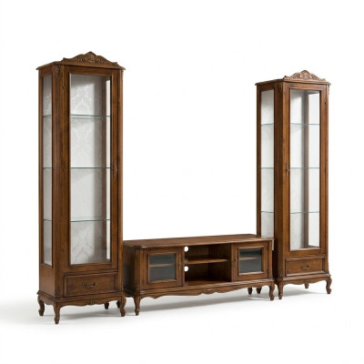 Woonkamerwand 3-delig rtv 2x vitrine Italiaans designmeubilair woonkamer barokstijl