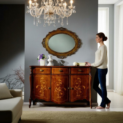 Ontwerp meubelen in barokstijl, dressoir kast bruin ontwerp luxe hout.
