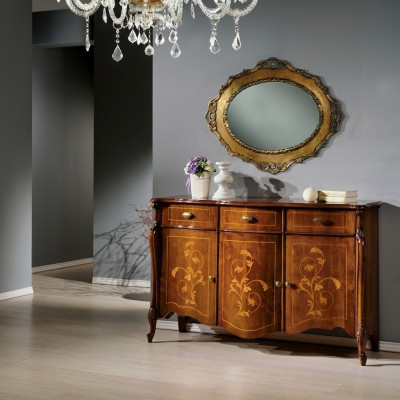 Ontwerp meubelen in barokstijl, dressoir kast bruin ontwerp luxe hout.