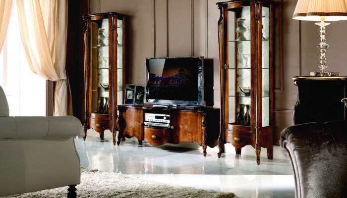 Luxe woonwand 3-delige rtv met 2x vitrineontwerp Italiaanse meubels Barok stijl Nieuw