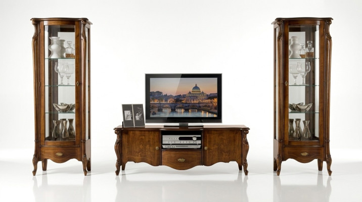 Luxe woonwand 3-delige rtv met 2x vitrineontwerp Italiaanse meubels Barok stijl Nieuw
