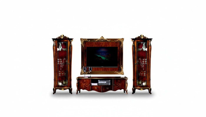 Set meubels 4-delig Italiaans 2x vitrine dressoir RTV wandplank kast