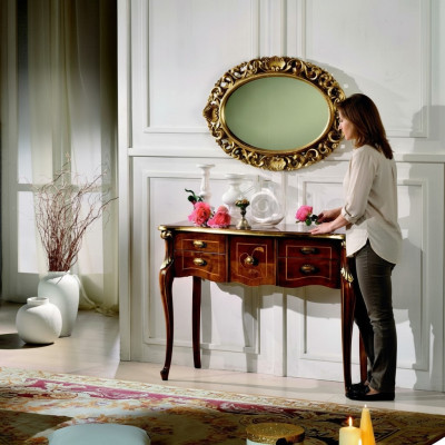 Hout Italiaanse meubels Stijl Barok Luxe Console Tafel Spiegel Dressoir 2-delig Set Nieuw