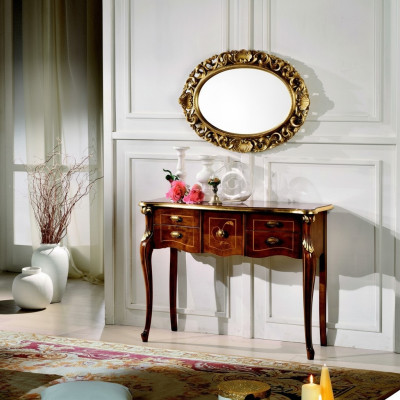 Hout Italiaanse meubels Stijl Barok Luxe Console Tafel Spiegel Dressoir 2-delig Set Nieuw