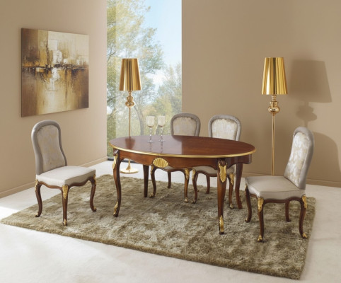 Set Garnituur 5-delig eettafel 4 stoelen Luxe eetkamer meubelgroep Italiaanse meubels.