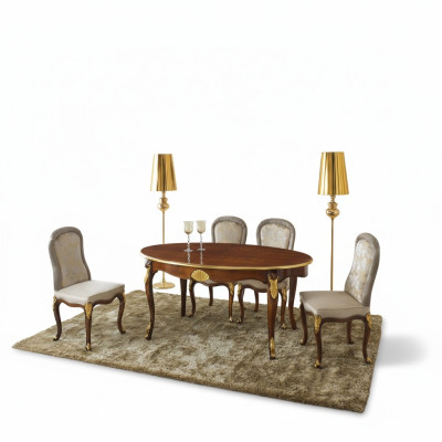 Set Garnituur 5-delig eettafel 4 stoelen Luxe eetkamer meubelgroep Italiaanse meubels.