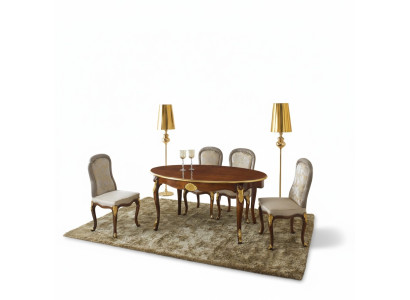 Set Garnituur 5-delig eettafel 4 stoelen Luxe eetkamer meubelgroep Italiaanse meubels.