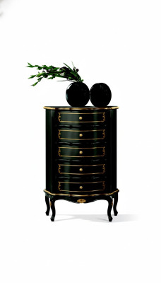 Italiaanse meubelen in barokke stijl, zwart, designkast, commode meubels.