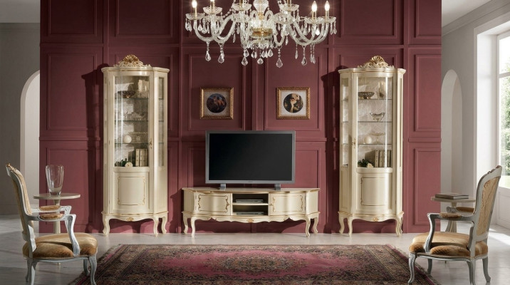 Ontwerp set garnituur 3-delig RTV met 2x vitrine Italiaanse luxe meubels barokstijl